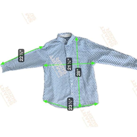 Vustra Men’s Blue geometric design Button Down Shirt Size L - Picture 8 of 8